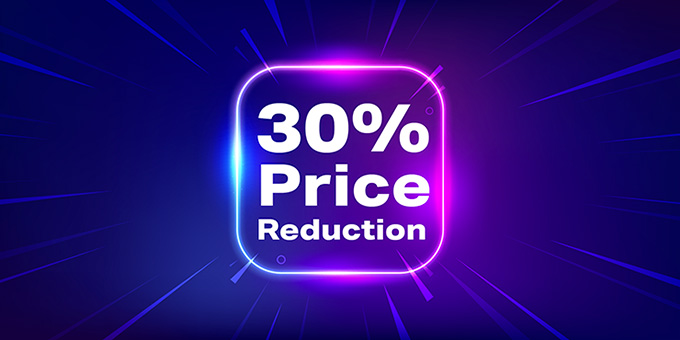Promotional image with the highlighted words '30% price reduction'